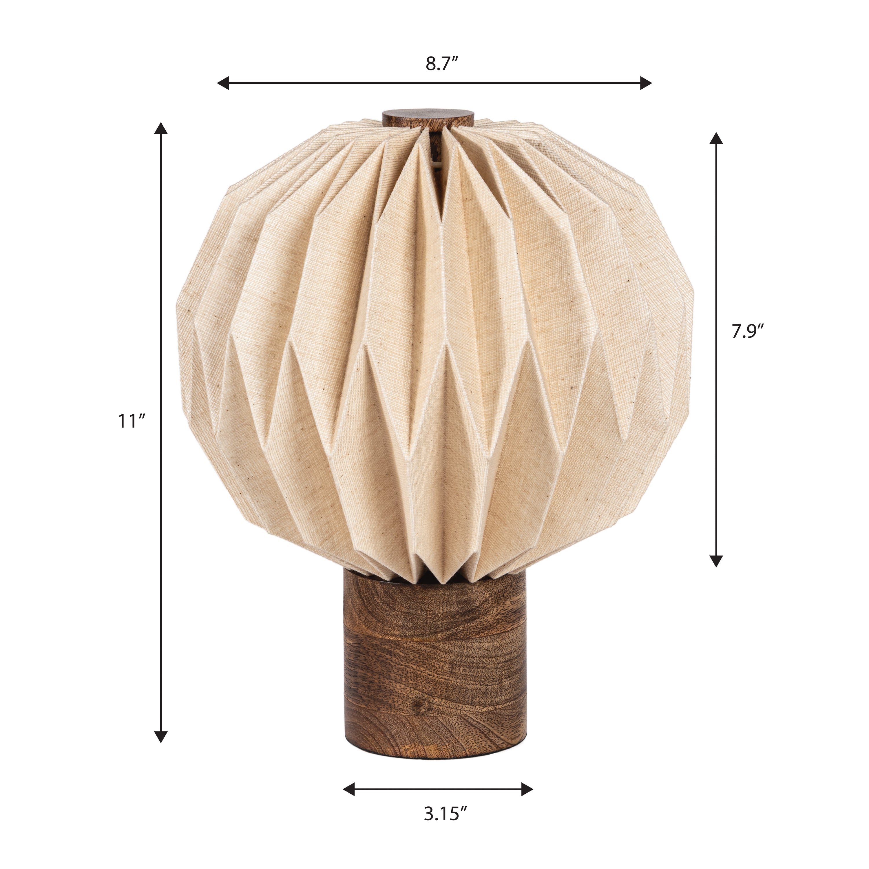 Quincy 11 Modern Minimalist Paper Pleated Orb Accent LED Table Lamp