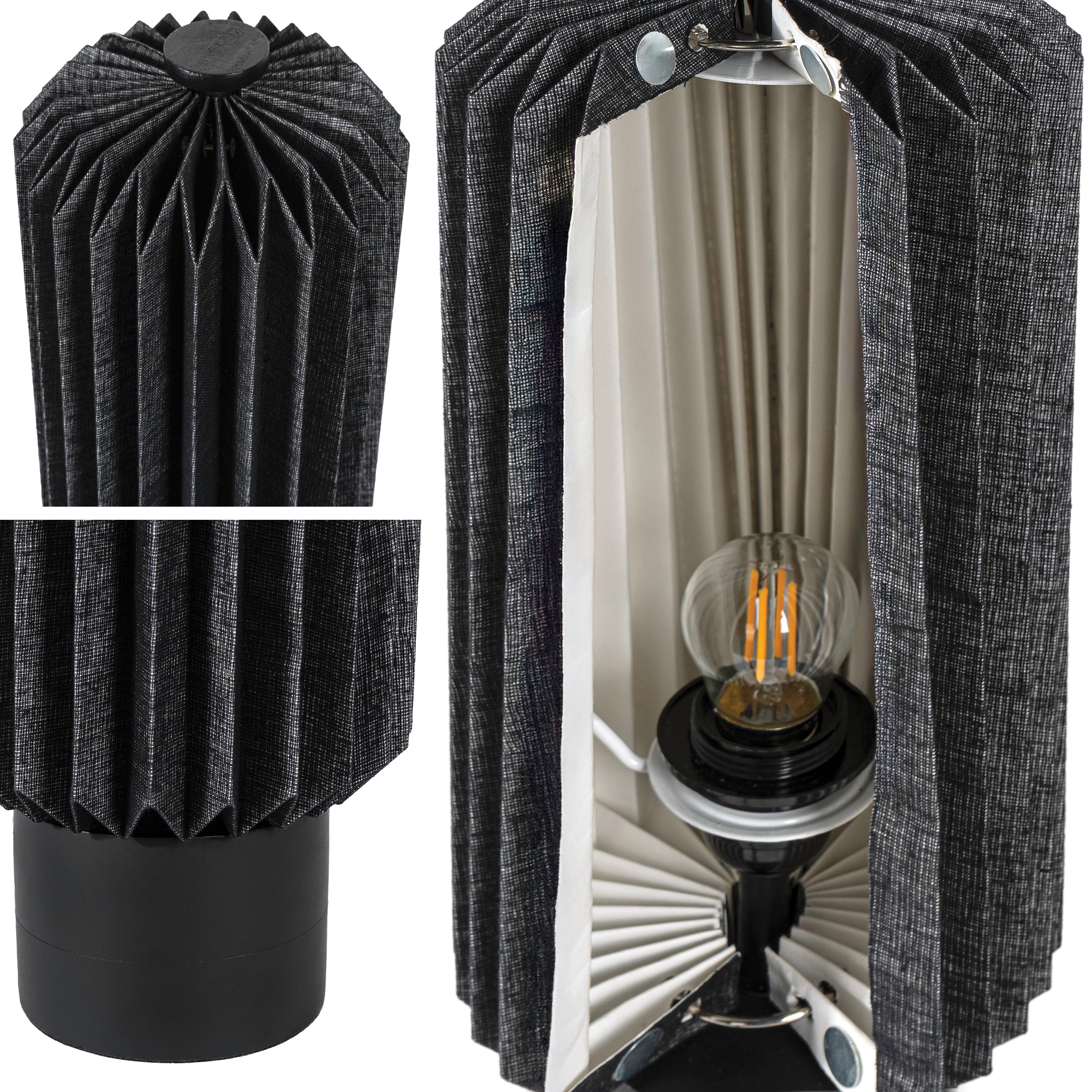 Banks Modern Minimalist Paper Pleated Column Accent LED Table Lamp