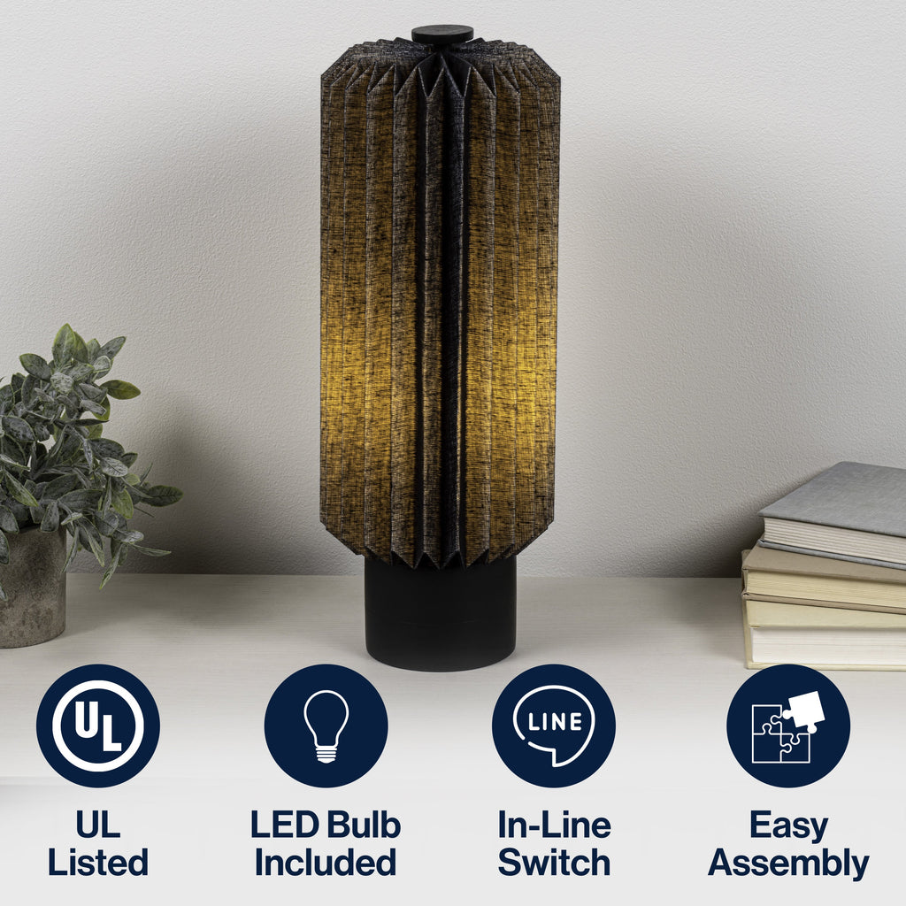 Banks Modern Minimalist Paper Pleated Column Accent LED Table Lamp
