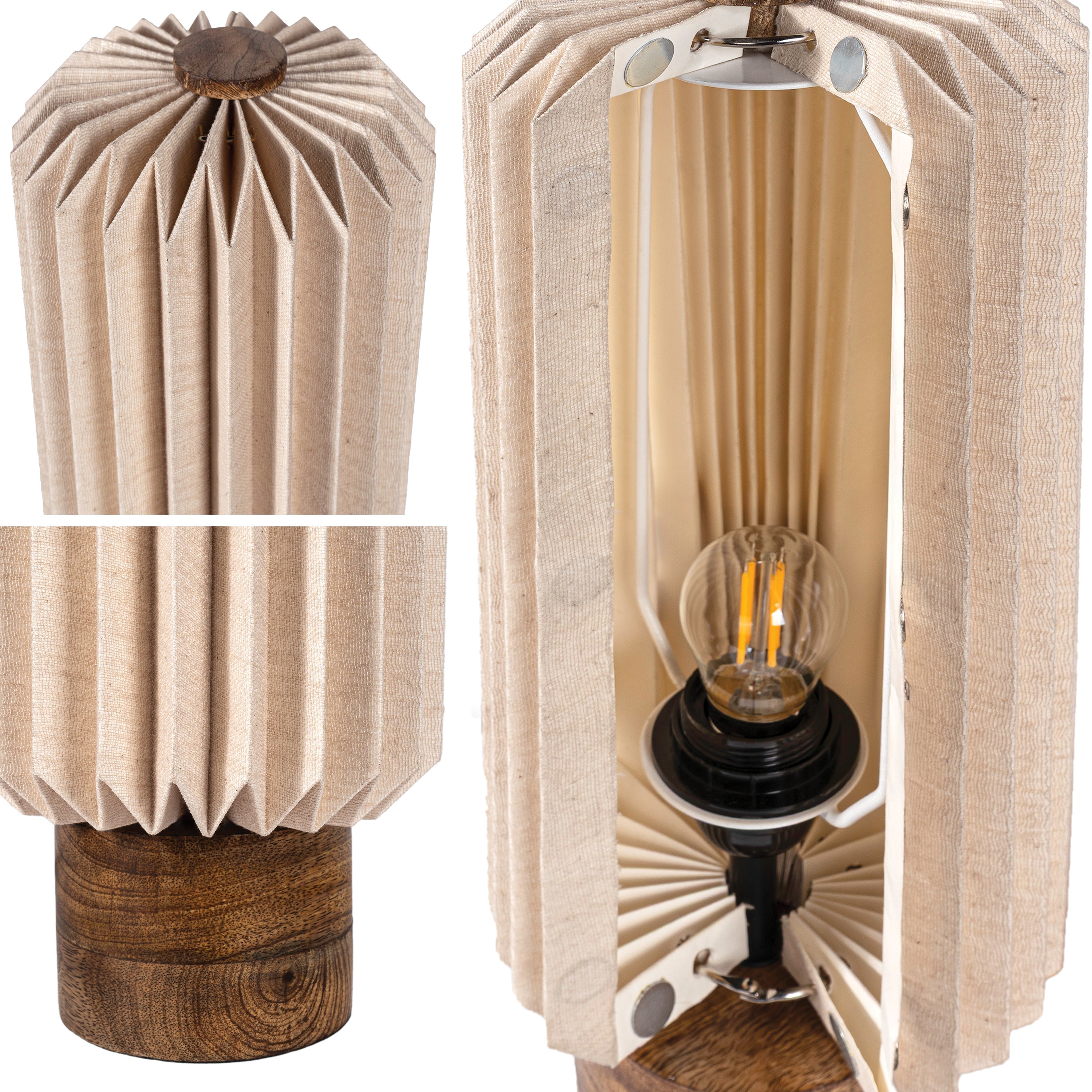 Banks Modern Minimalist Paper Pleated Column Accent LED Table Lamp