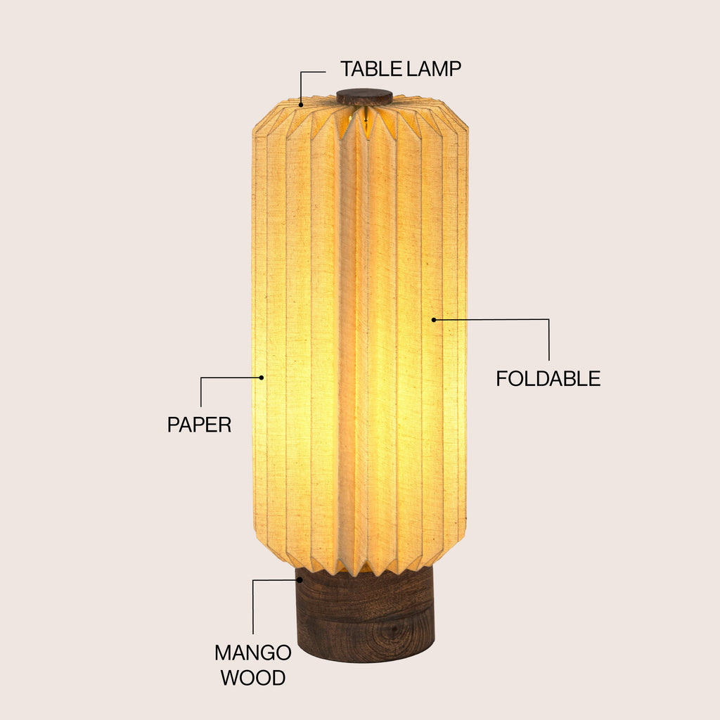 Banks Modern Minimalist Paper Pleated Column Accent LED Table Lamp