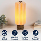 Banks Modern Minimalist Paper Pleated Column Accent LED Table Lamp