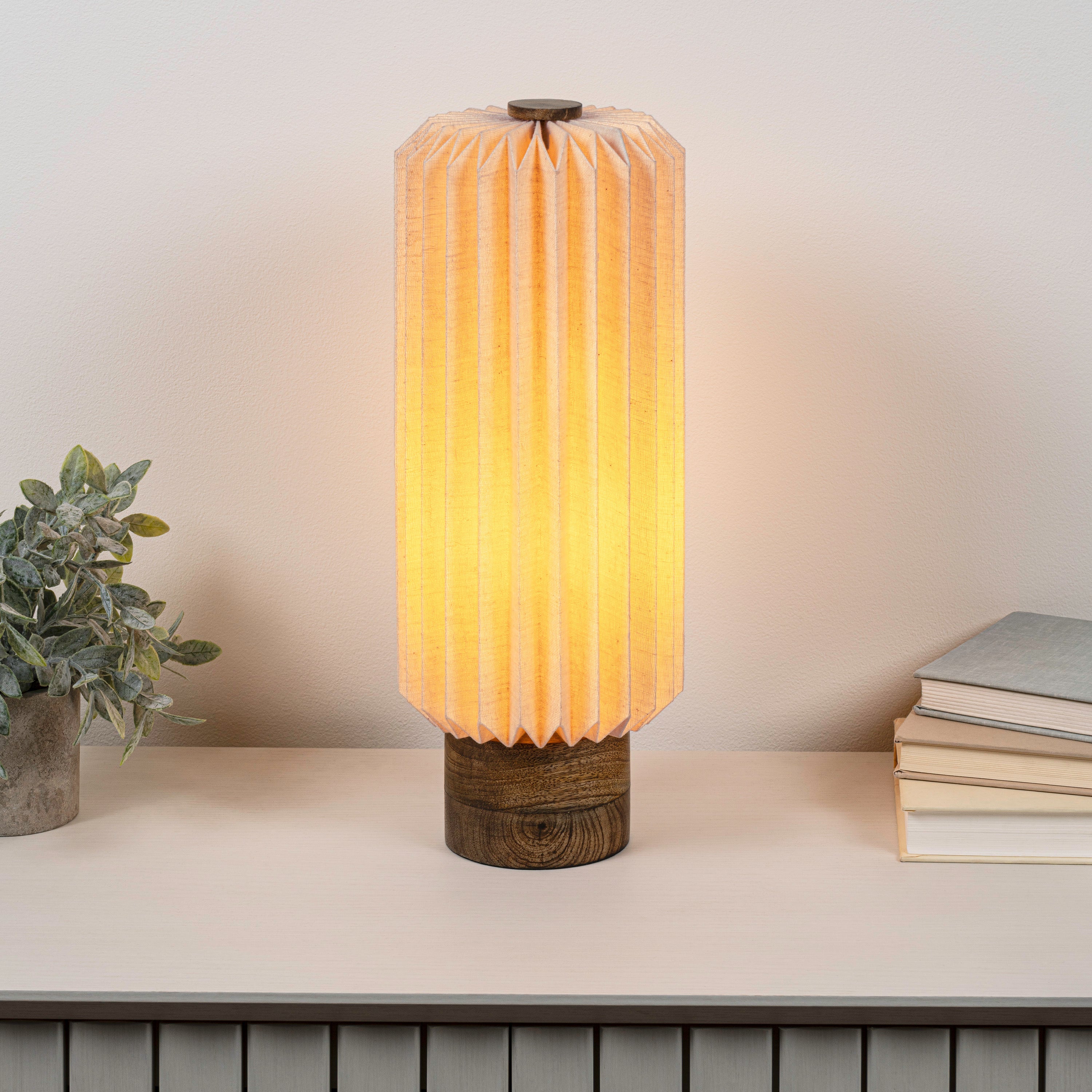Banks Modern Minimalist Paper Pleated Column Accent LED Table Lamp