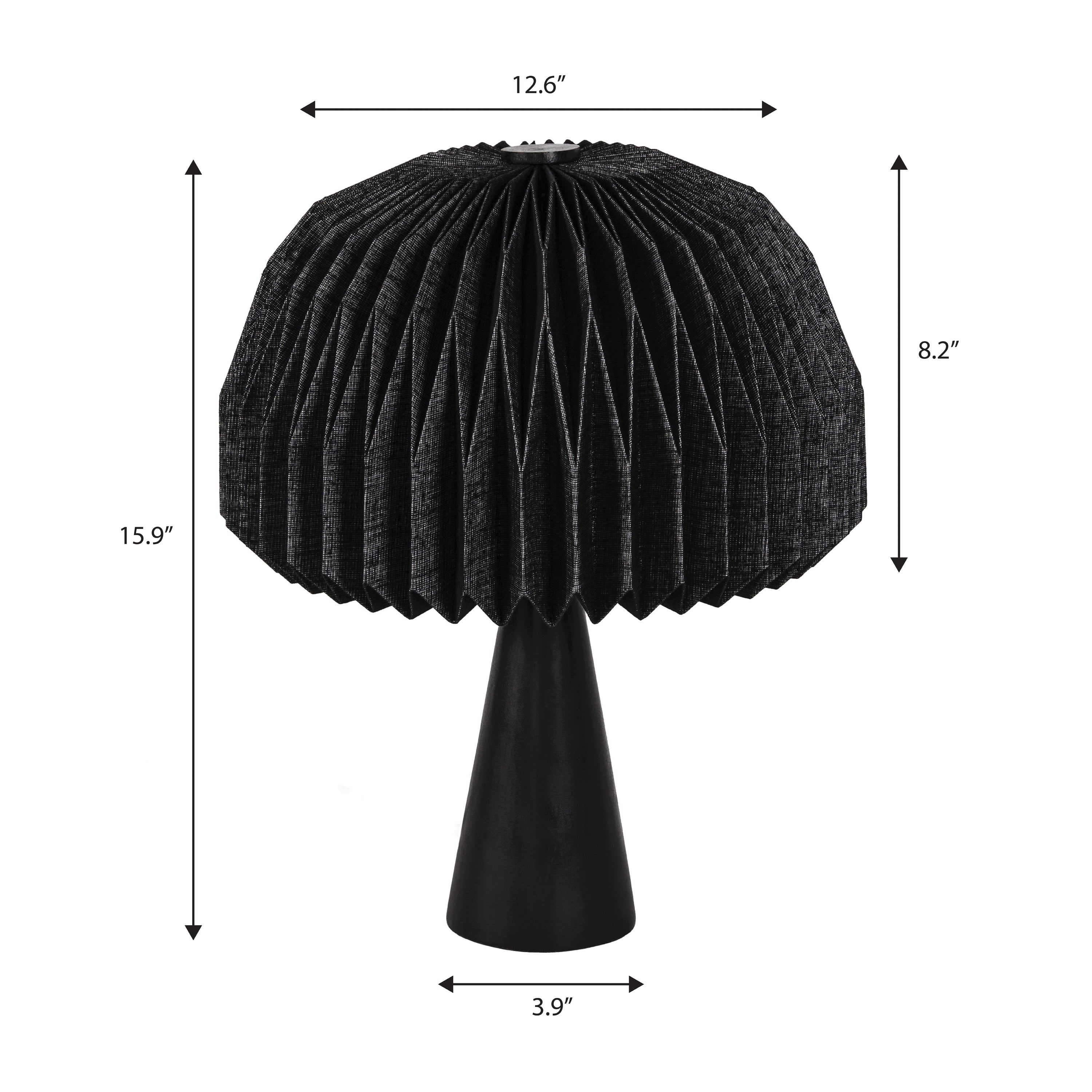 Sylvie 16 Modern Minimalist Paper Pleated Shade Mushroom Accent LED Table Lamp