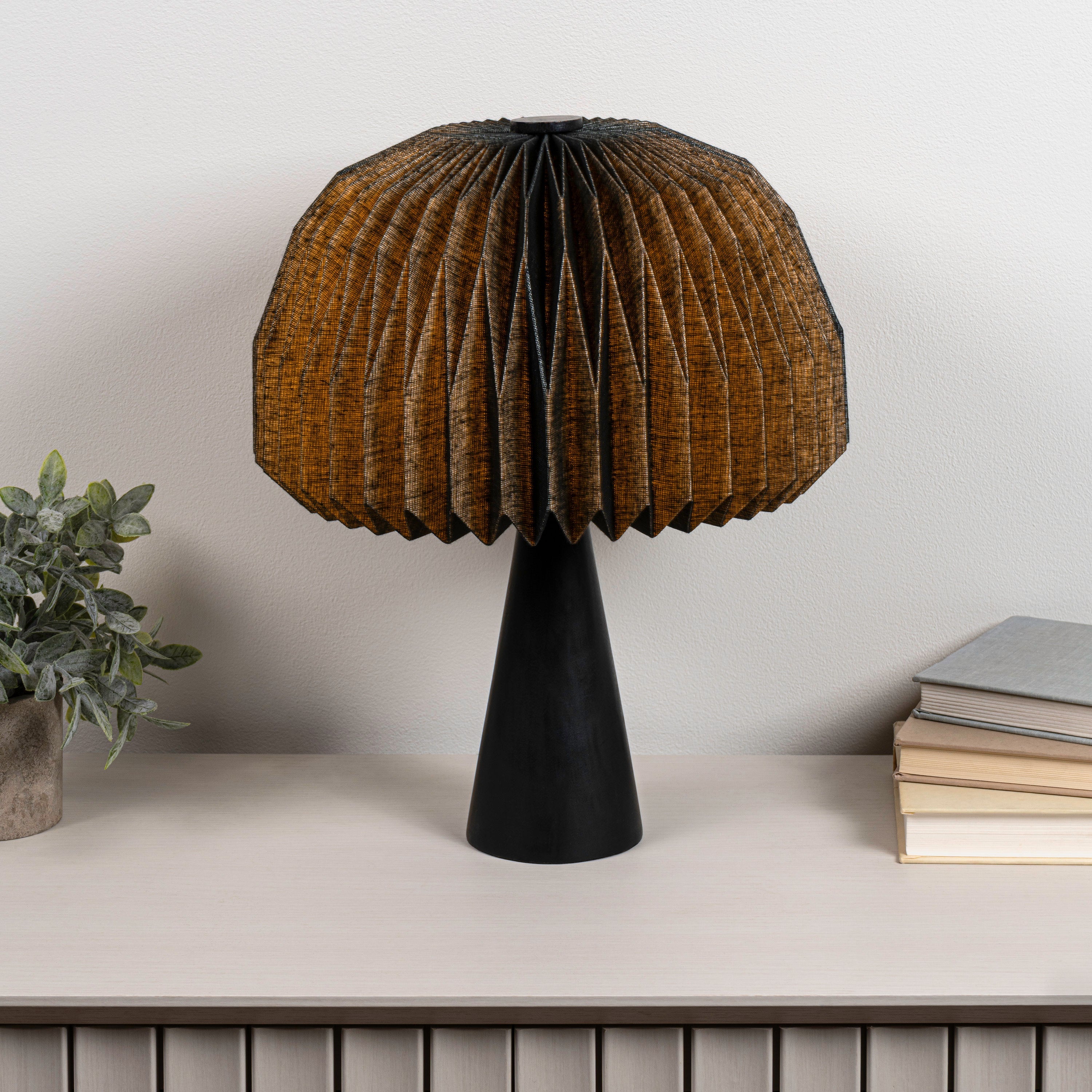 Sylvie 16 Modern Minimalist Paper Pleated Shade Mushroom Accent LED Table Lamp