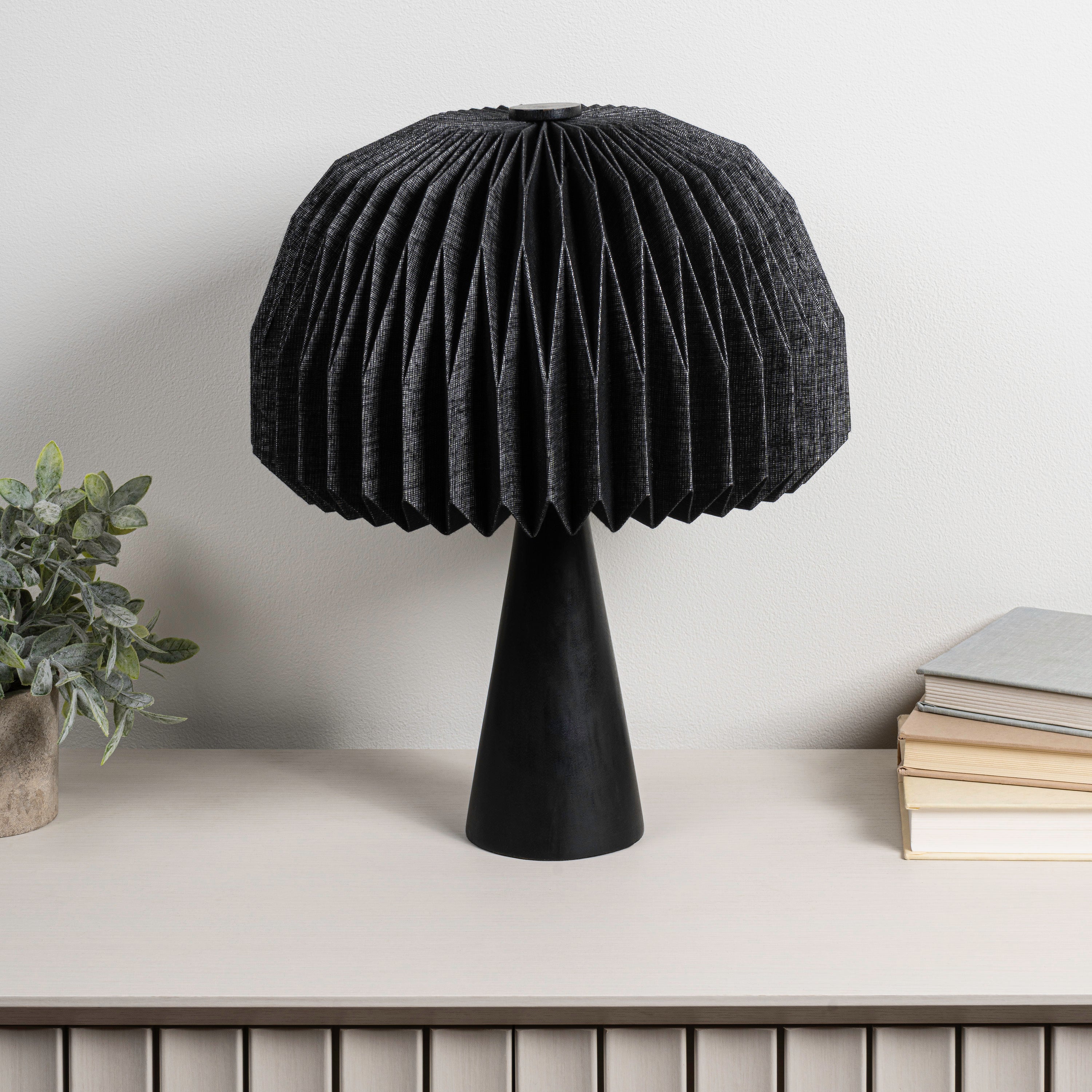 Sylvie 16 Modern Minimalist Paper Pleated Shade Mushroom Accent LED Table Lamp