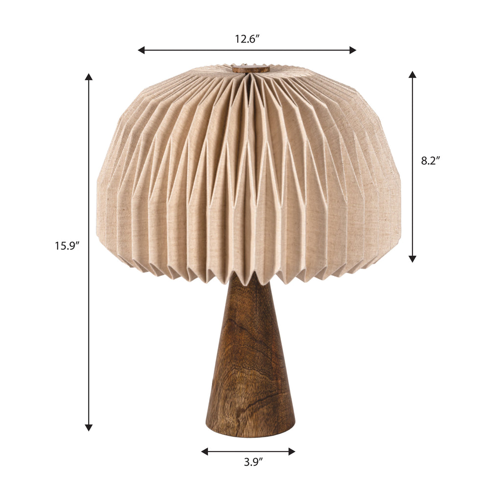 Sylvie 16 Modern Minimalist Paper Pleated Shade Mushroom Accent LED Table Lamp