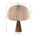 Sylvie 16 Modern Minimalist Paper Pleated Shade Mushroom Accent LED Table Lamp