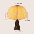 Sylvie 16 Modern Minimalist Paper Pleated Shade Mushroom Accent LED Table Lamp
