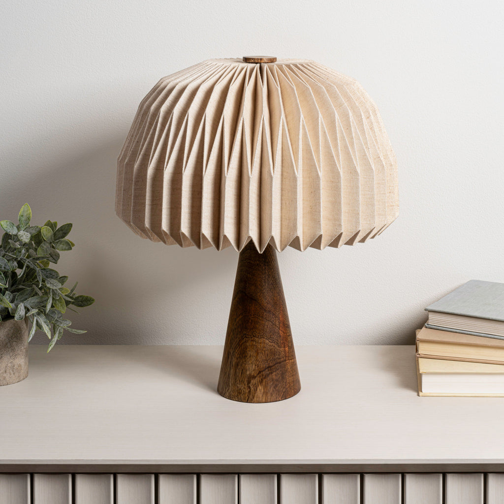 Sylvie 16 Modern Minimalist Paper Pleated Shade Mushroom Accent LED Table Lamp