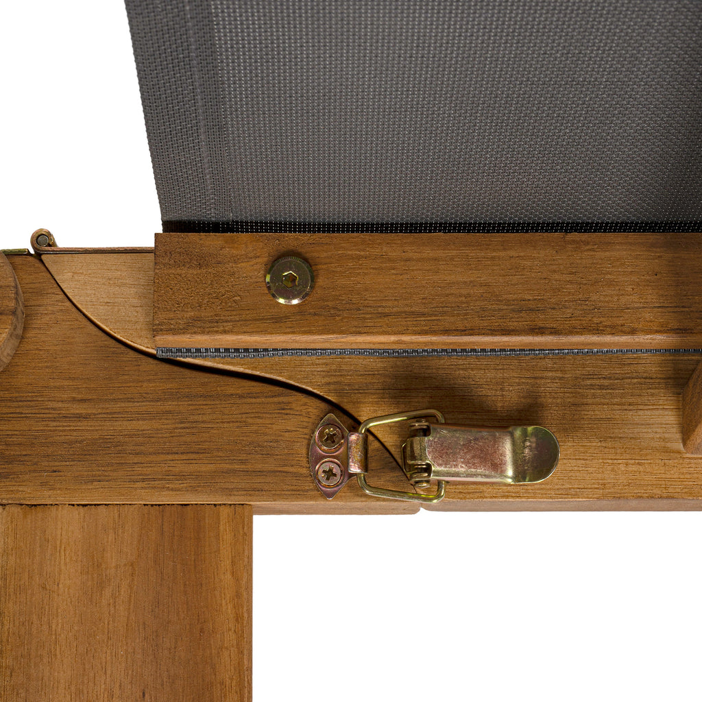 Trabuco Coastal Modern Acacia Wood Mesh 3-Position Outdoor foldable Chaise Lounge Set with Side Table