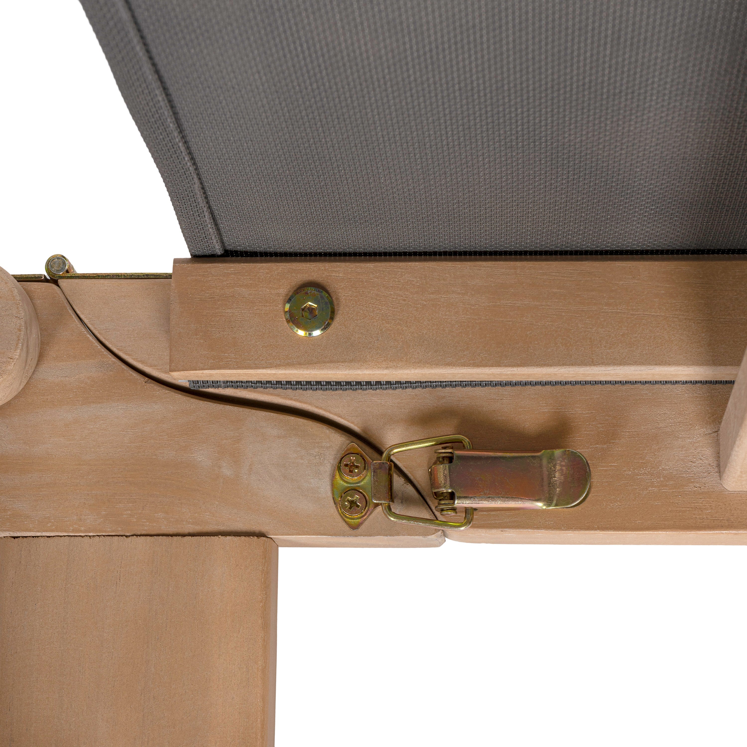 Trabuco Coastal Modern Acacia Wood Mesh 3-Position Outdoor foldable Chaise Lounge Set with Side Table