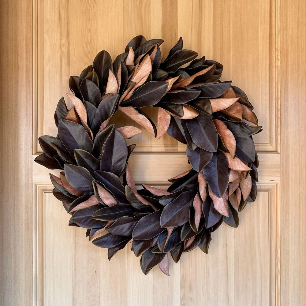 30 Lifelike Brown Magnolia Leaf Wreath