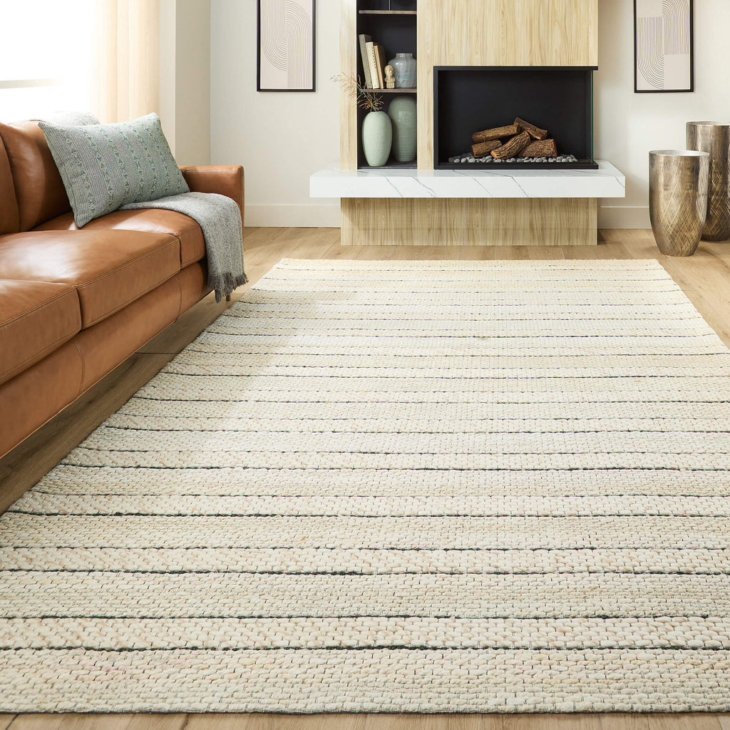 Jaya Luxe Textured Stripe Ivory Rug