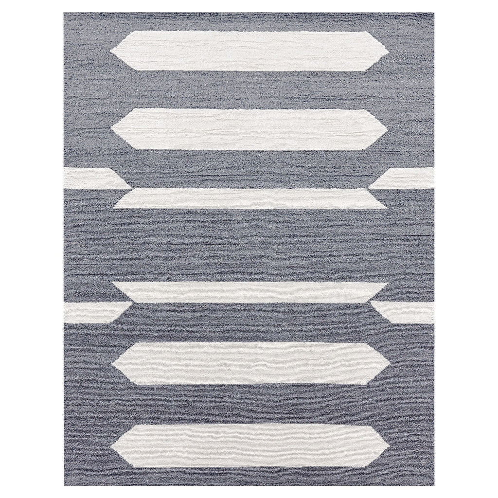 Kali Geometric Stripe Blue Ivory  Rug
