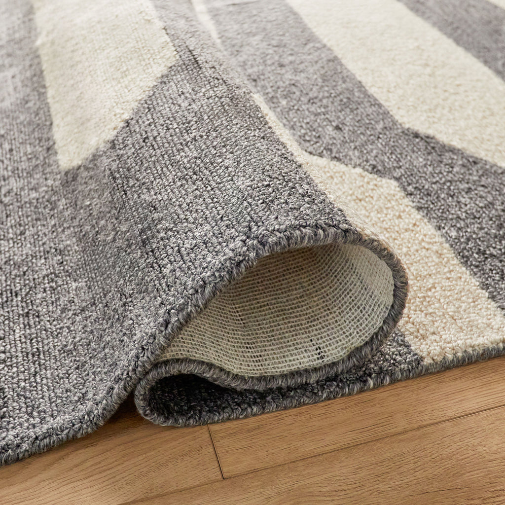 Kali Geometric Stripe Blue Ivory  Rug