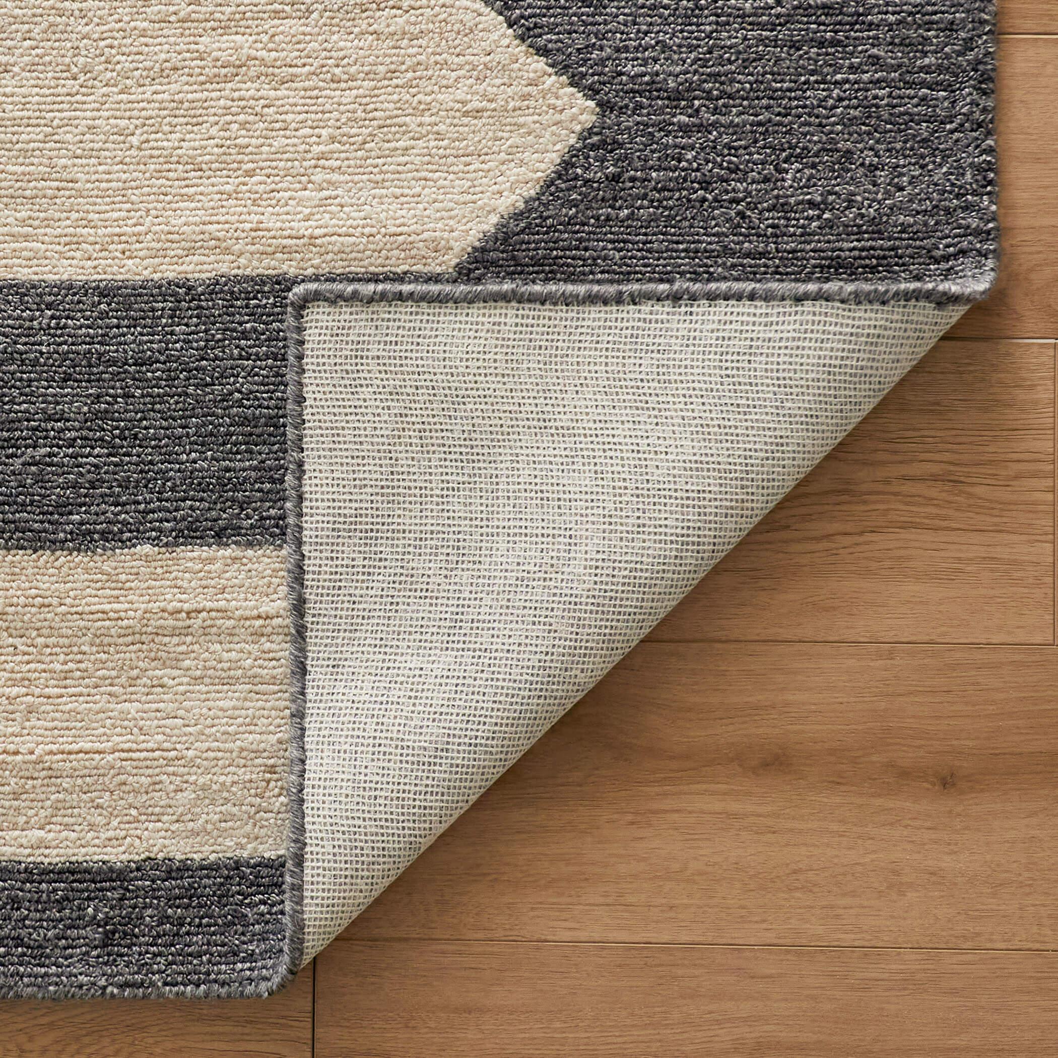 Kali Geometric Stripe Blue Ivory  Rug