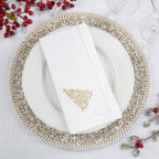 Handmade Pine Tree Embroidery Napkin with Hemstitched Border (Set of 6)