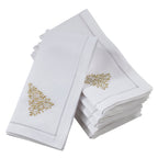 Handmade Pine Tree Embroidery Napkin with Hemstitched Border (Set of 6)
