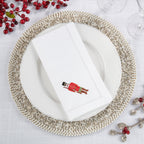 Handmade Soldier Embroidery Napkin with Hemstitched Border (Set of 6)