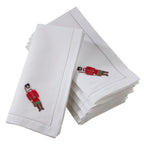 Handmade Soldier Embroidery Napkin with Hemstitched Border (Set of 6)