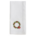 Handmade Ribbon Wreath Embroidery Napkin with Hemstitched Border (Set of 6)
