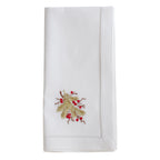Handmade Berry Branch Embroidery Napkin with Hemstitched Border (Set of 6)