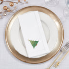 Handmade Whimsical Christmas Tree Embroidery Napkin with Hemstitched Border (Set of 6)
