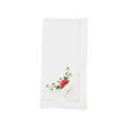Handmade Whimsical Poinsettia Embroidery Napkin with Hemstitched Border (Set of 6)