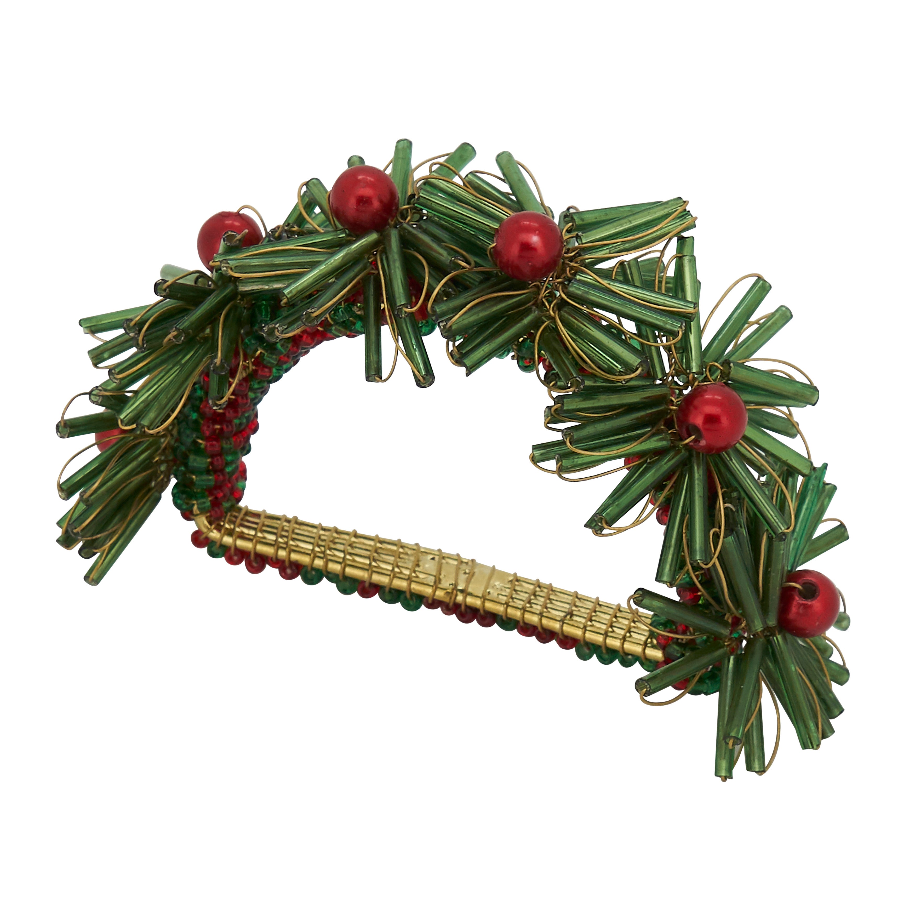 Beaded Flowers Design Napkin Ring, Set of 4