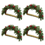 Beaded Flowers Design Napkin Ring, Set of 4