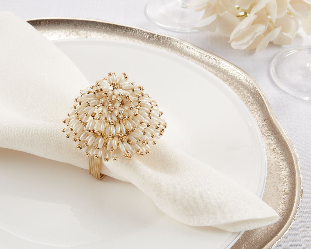 Beaded Design Napkin Ring, Set of 4