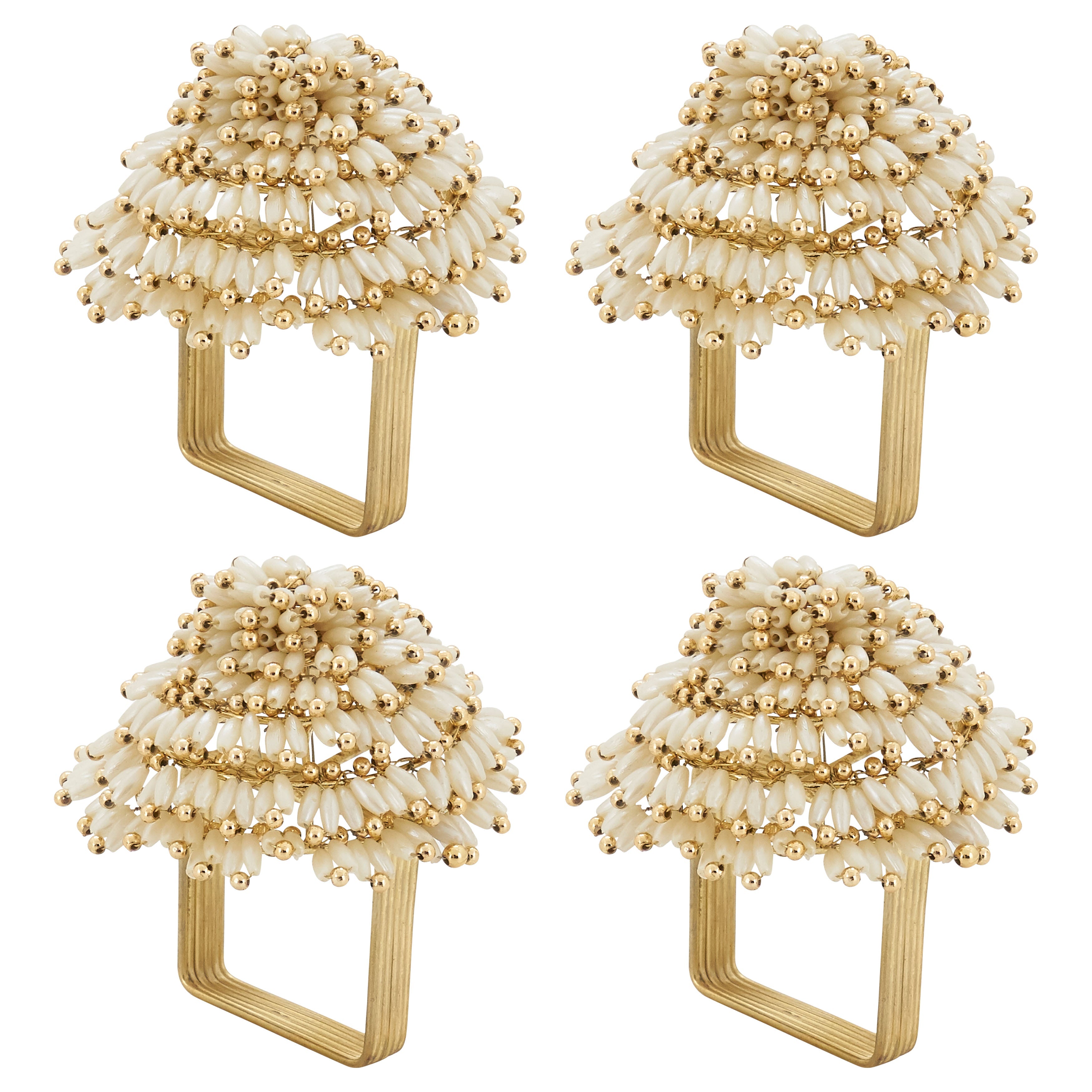 Beaded Design Napkin Ring, Set of 4