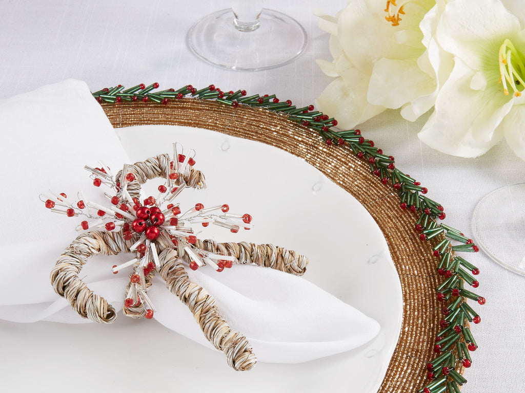 Holiday Sparkle Candy Cane Napkin Ring, Set of 4