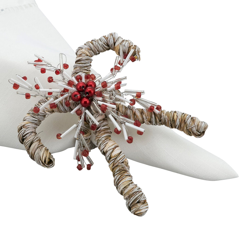 Holiday Sparkle Candy Cane Napkin Ring, Set of 4