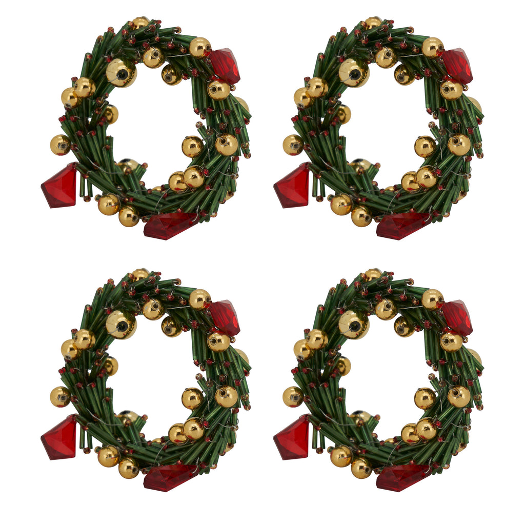 Beaded Wreath Napkin Ring, Set of 4