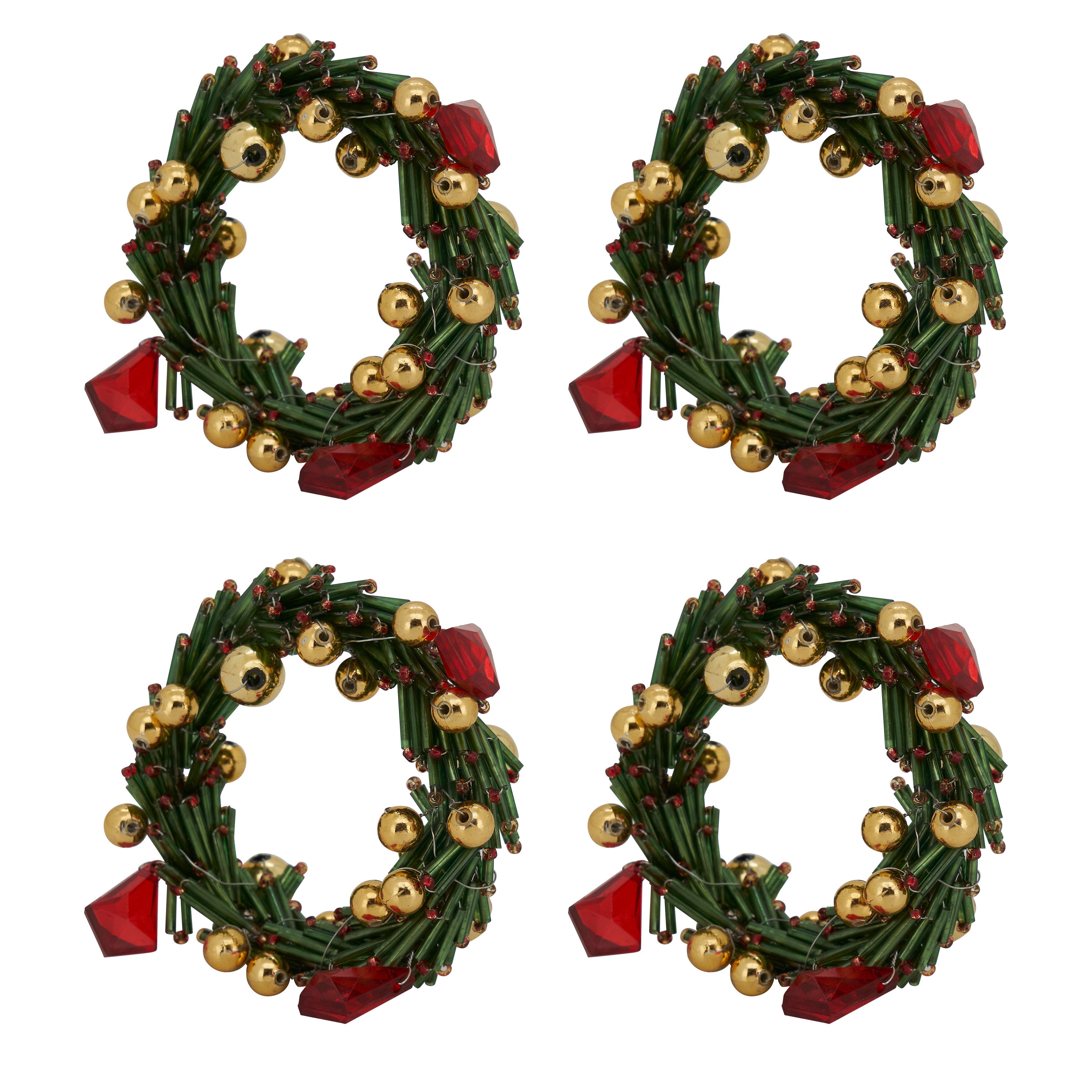 Beaded Wreath Napkin Ring, Set of 4