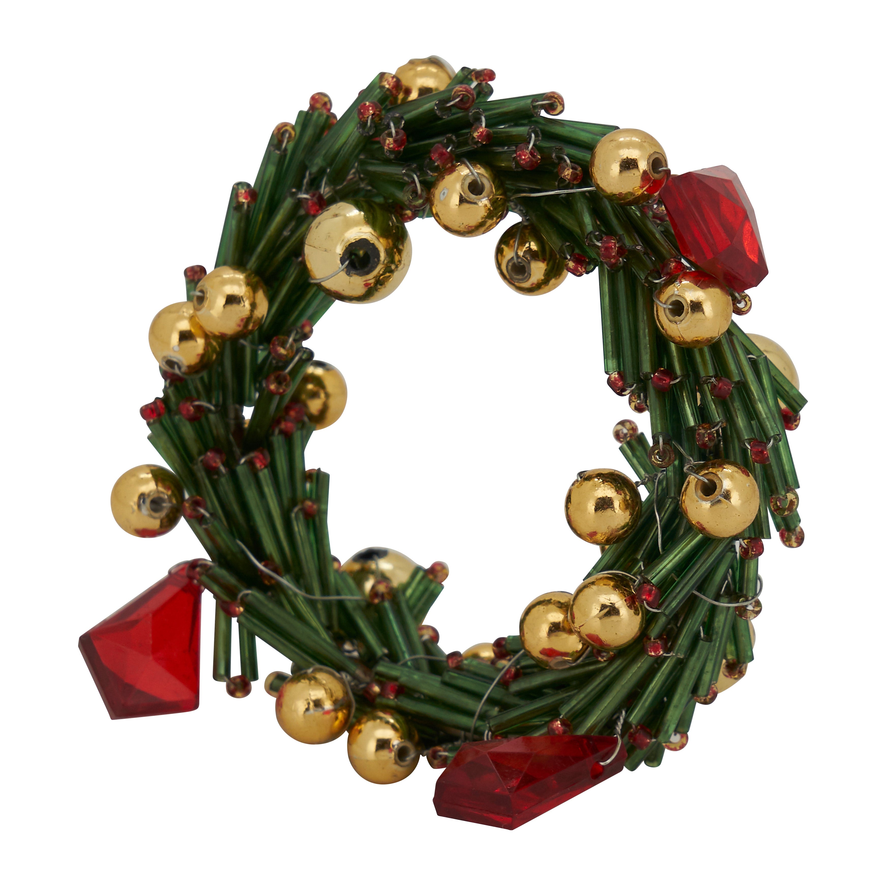 Beaded Wreath Napkin Ring, Set of 4