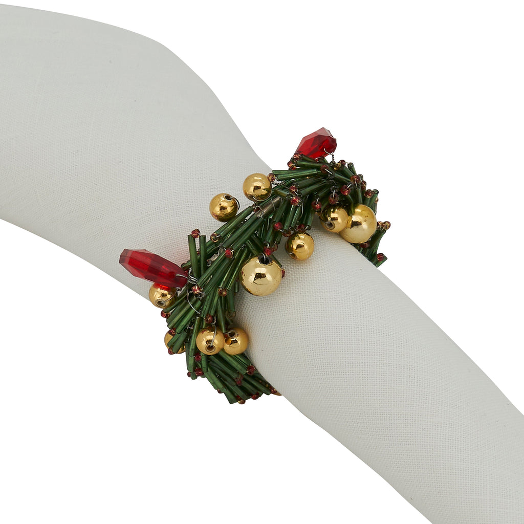 Beaded Wreath Napkin Ring, Set of 4