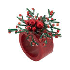 Holly Jingle Beaded Napkin Ring, Set of 4