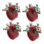 Holly Jingle Beaded Napkin Ring, Set of 4