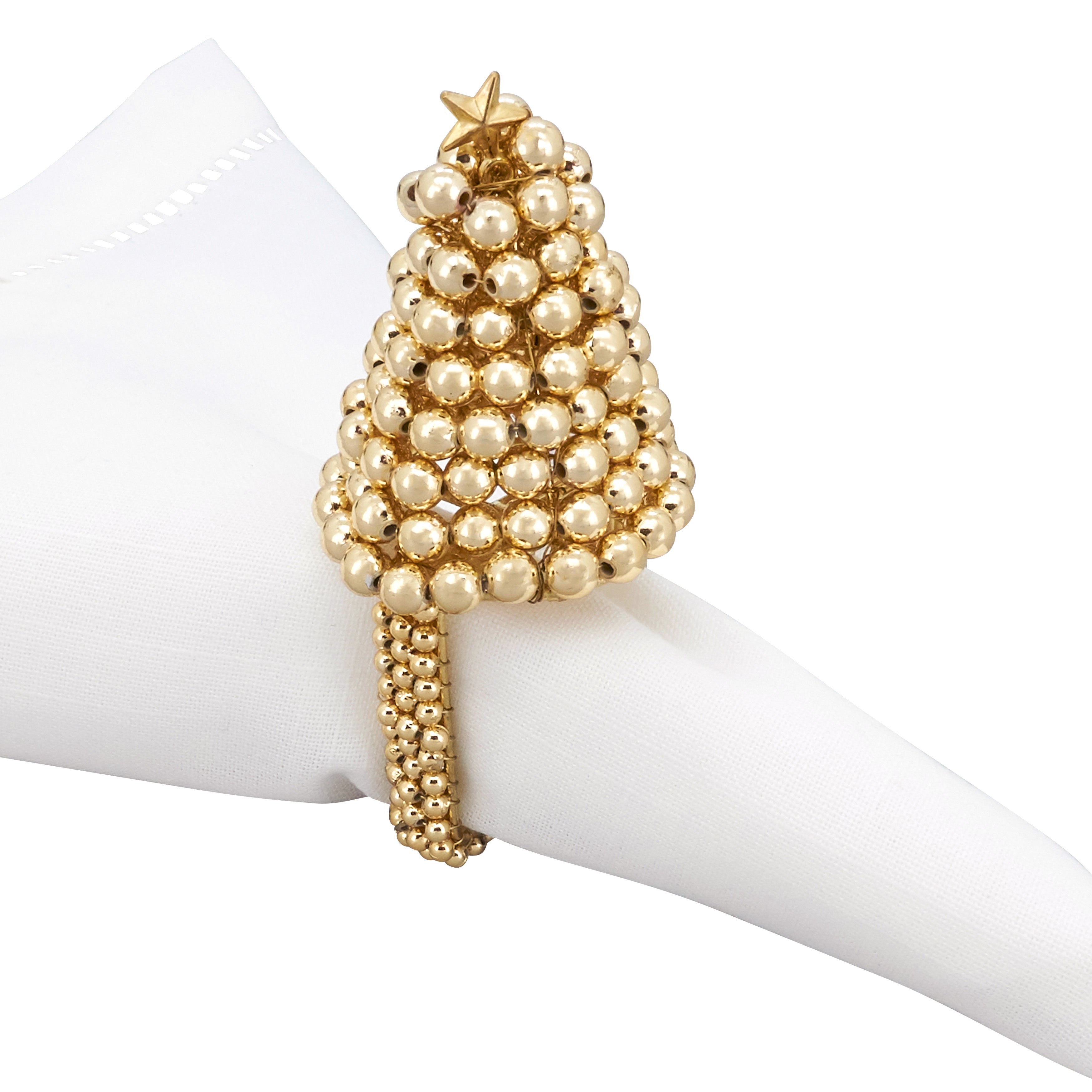 Pearl Christmas Tree Napkin Ring, Set of 4