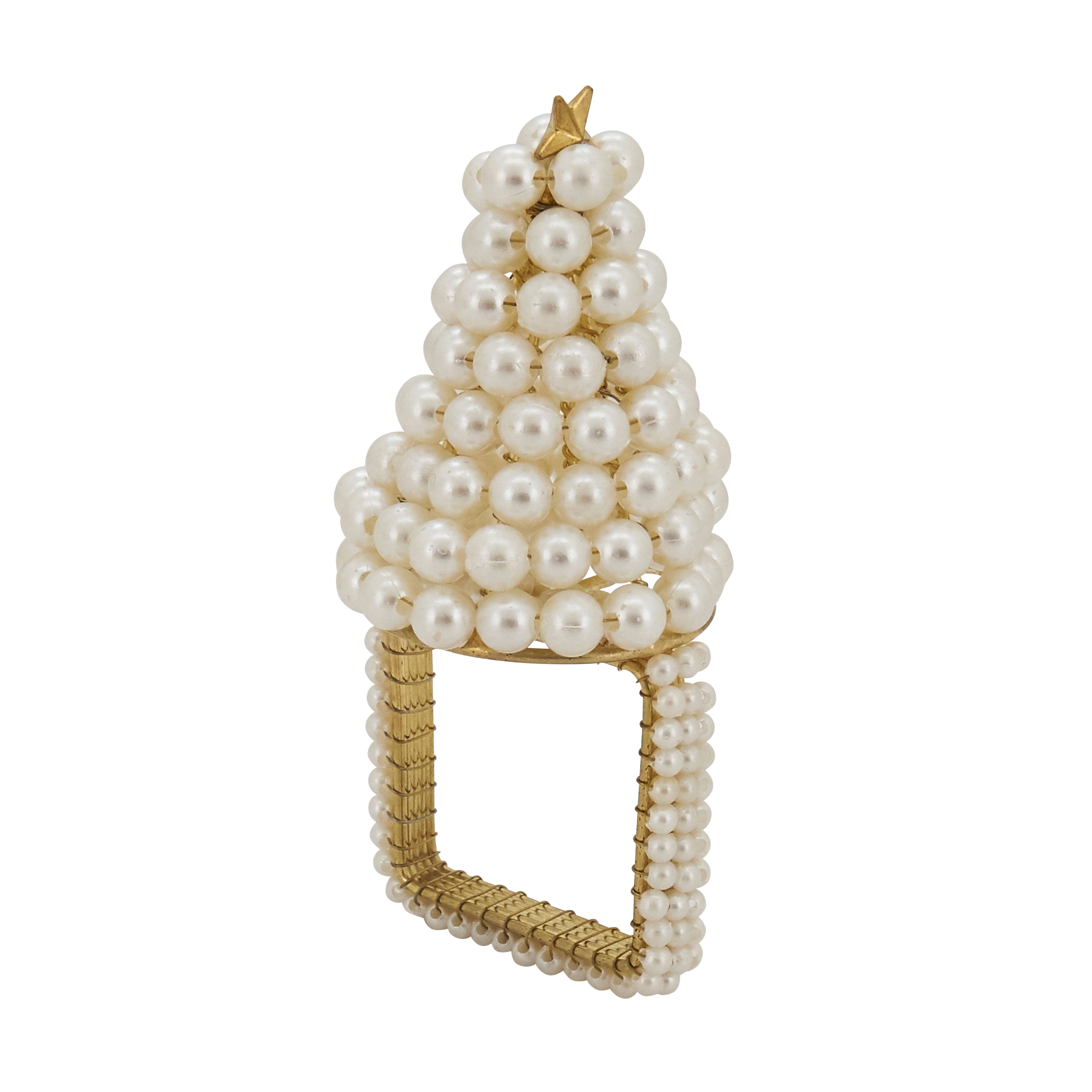 Pearl Christmas Tree Napkin Ring, Set of 4