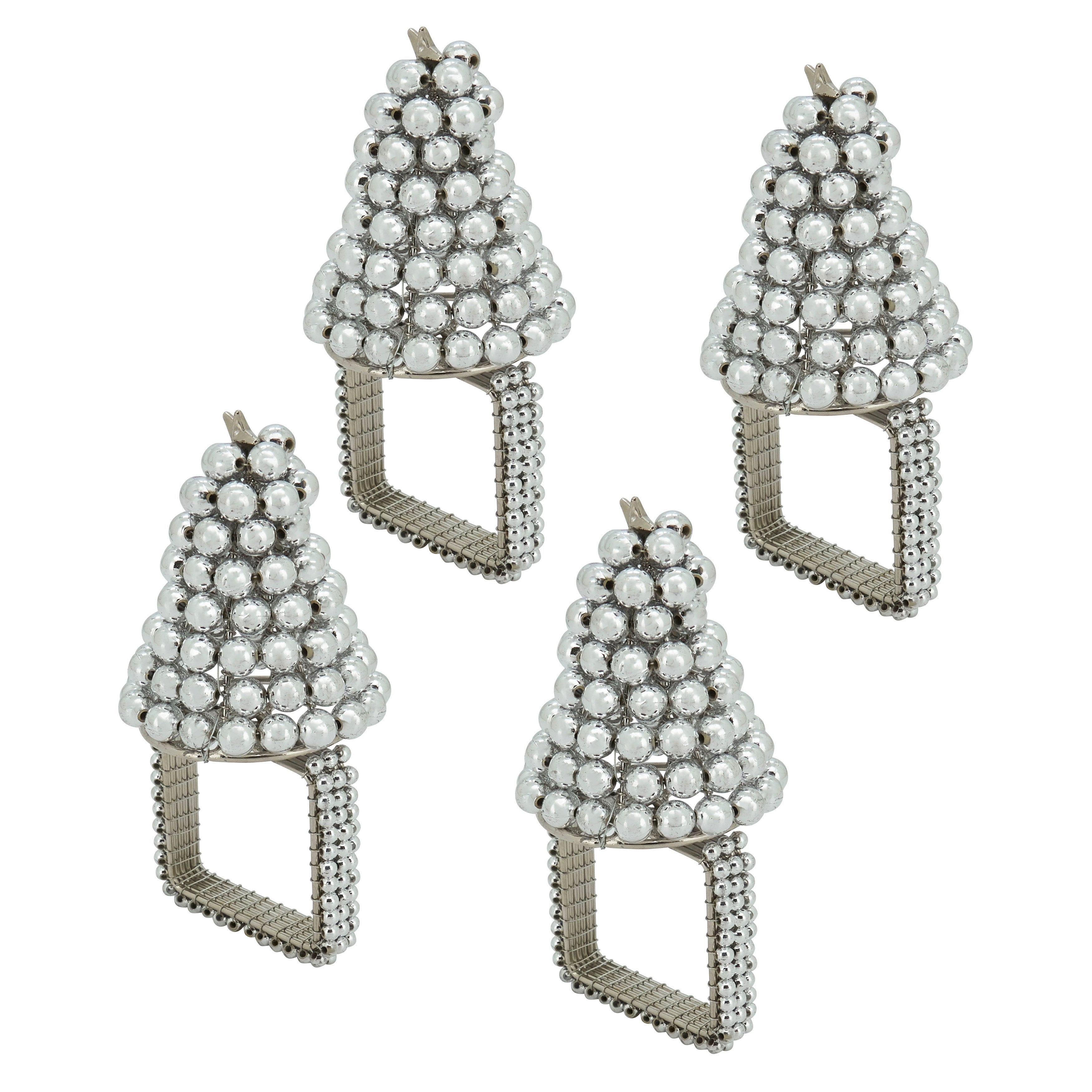 Pearl Christmas Tree Napkin Ring, Set of 4