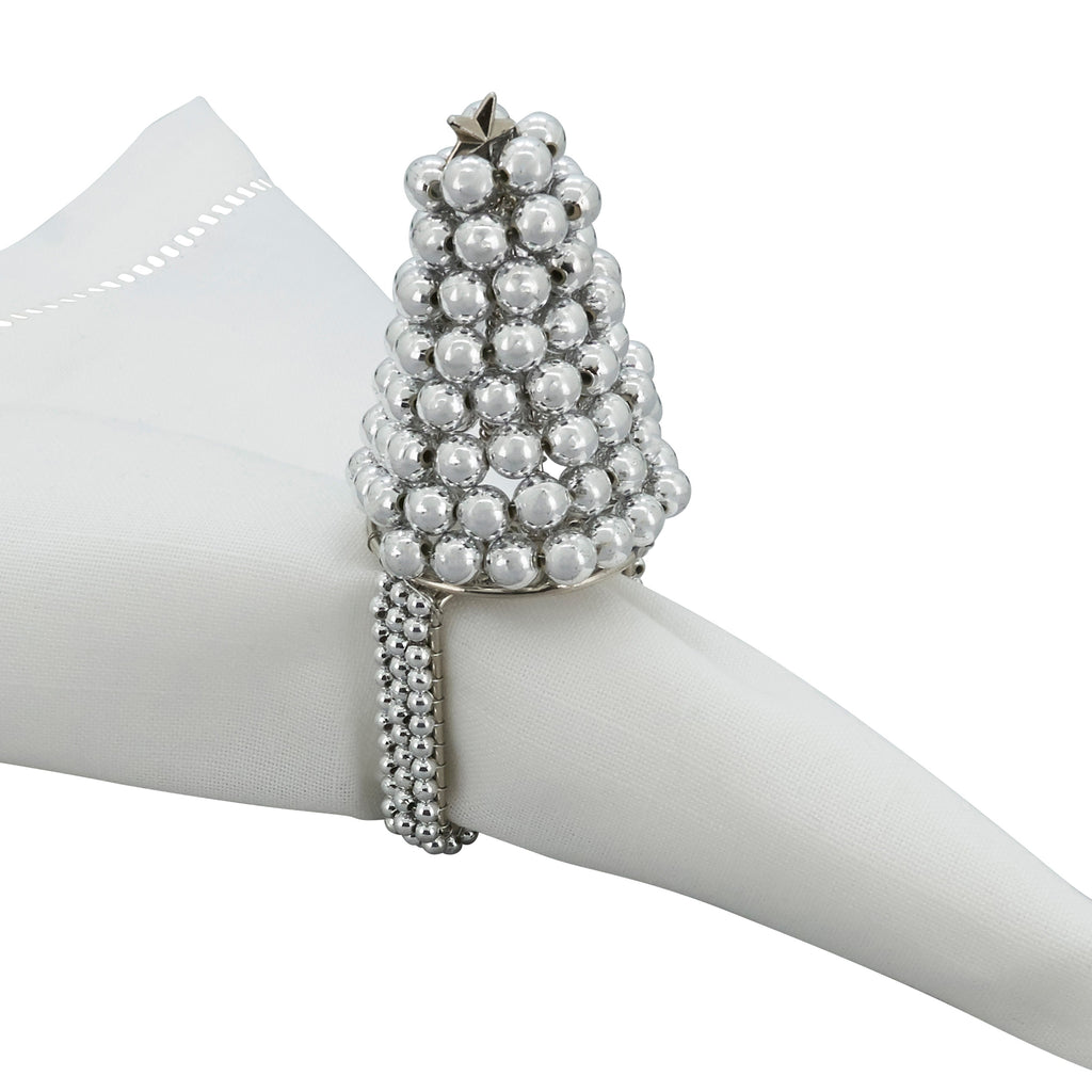 Pearl Christmas Tree Napkin Ring, Set of 4