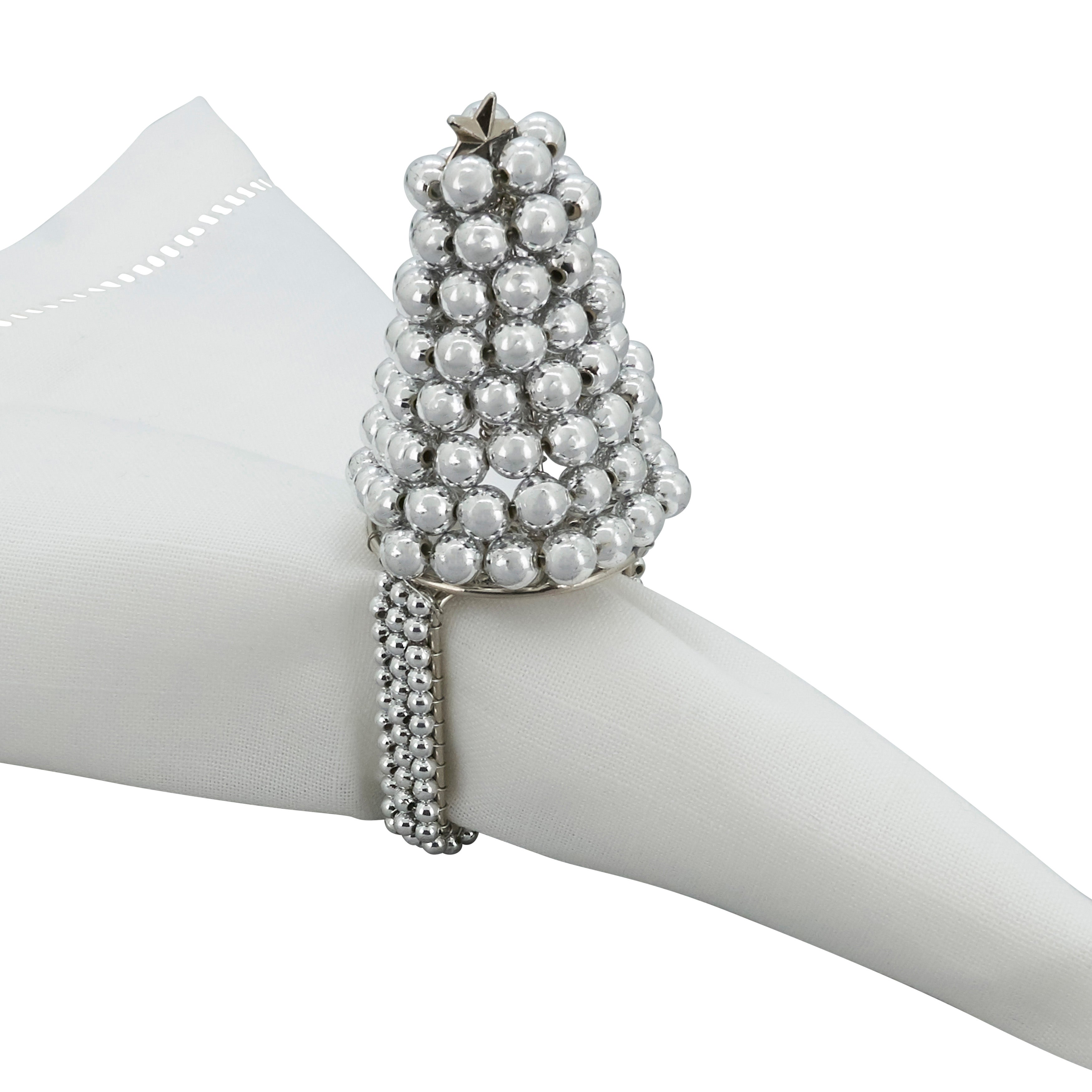 Pearl Christmas Tree Napkin Ring, Set of 4