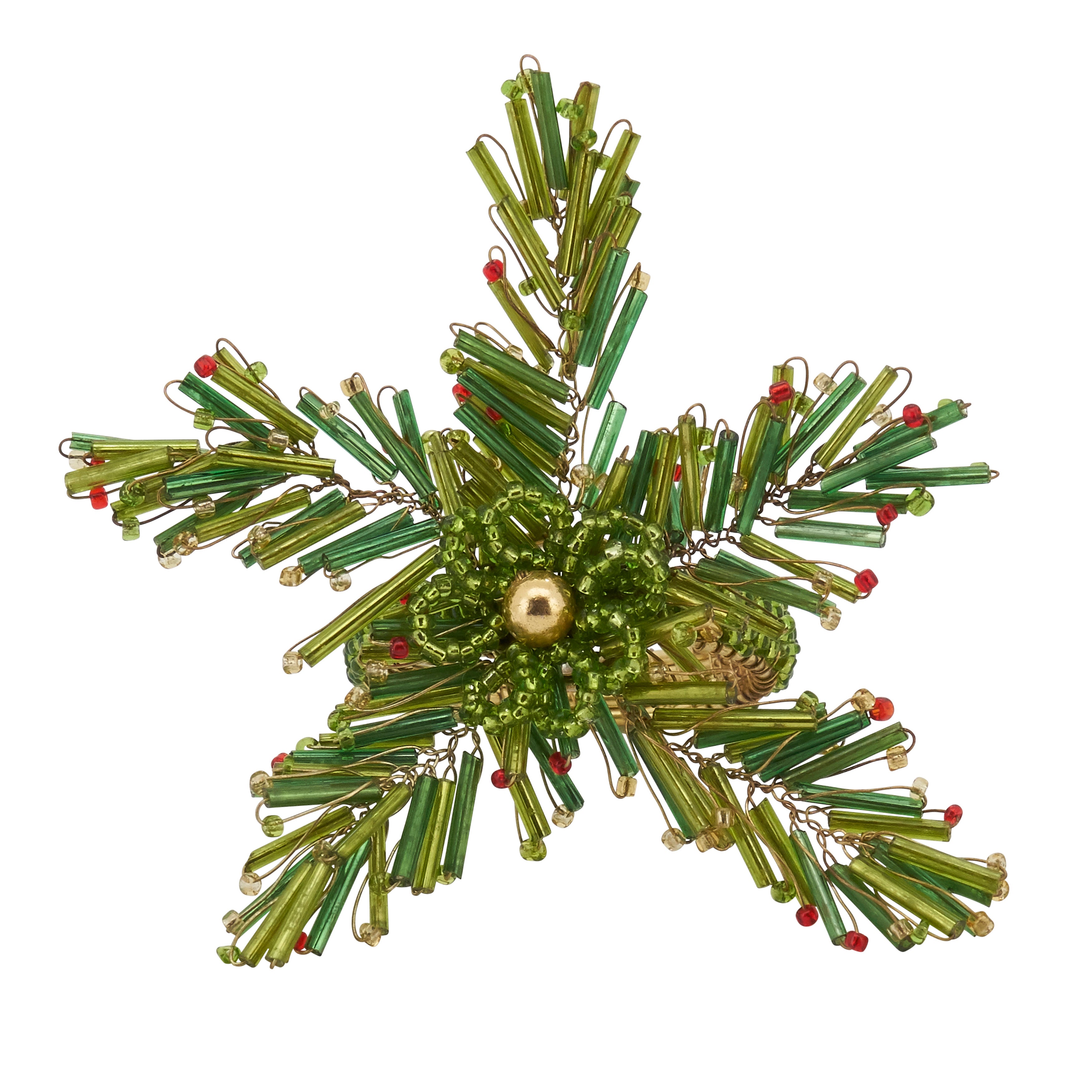 Beaded Napkin Ring With Pine Design, Set of 4