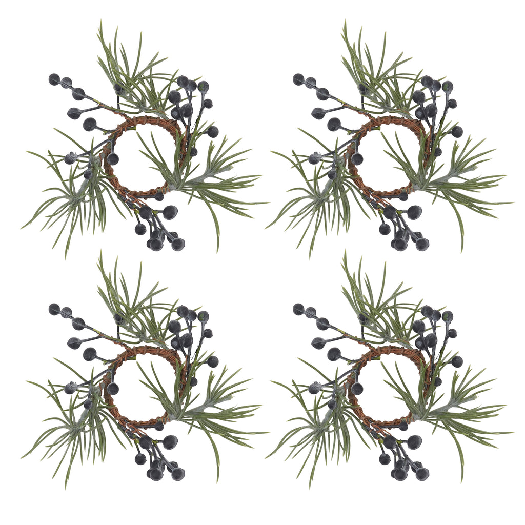 Pine and Berry Napkin Ring, Set of 4