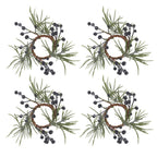 Pine and Berry Napkin Ring, Set of 4