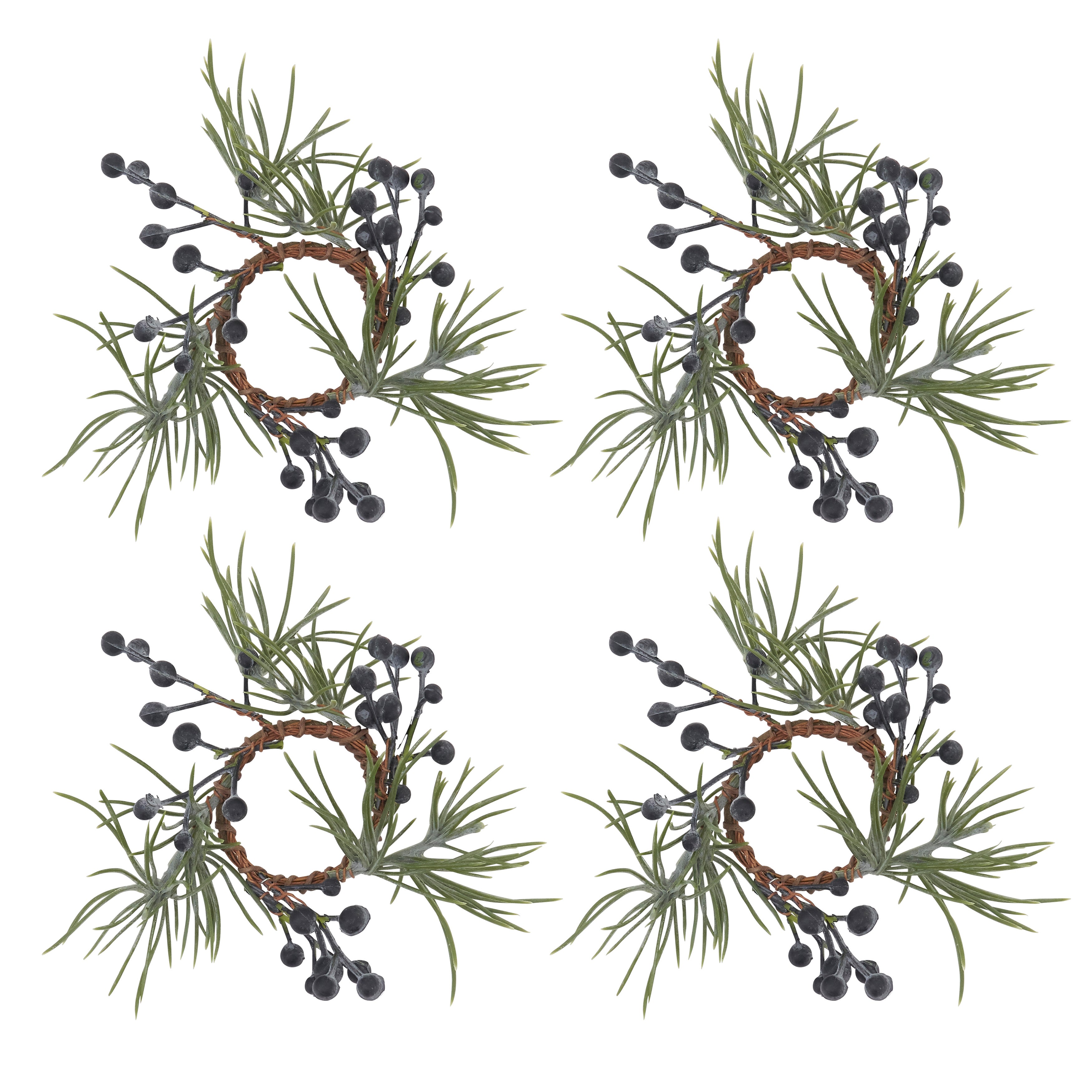 Pine and Berry Napkin Ring, Set of 4